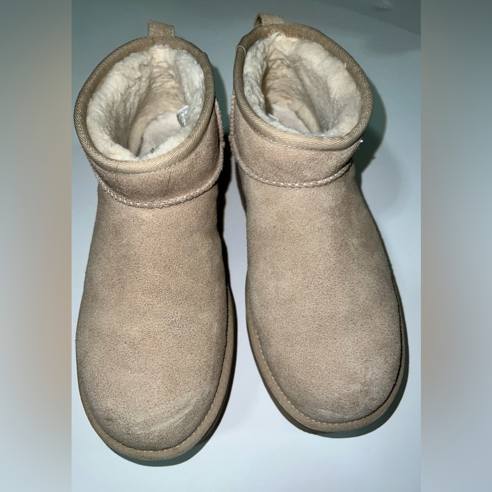 Ugg Classic Ultra Mini Platform Suede Booties - Color Sand